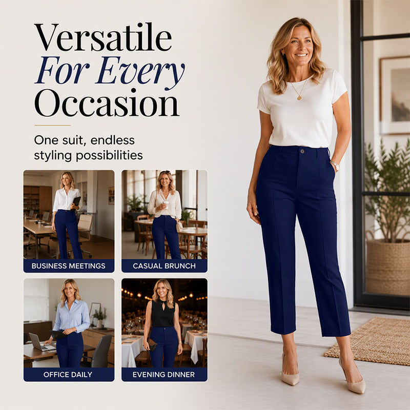 High Waisted Cropped Suit Pants