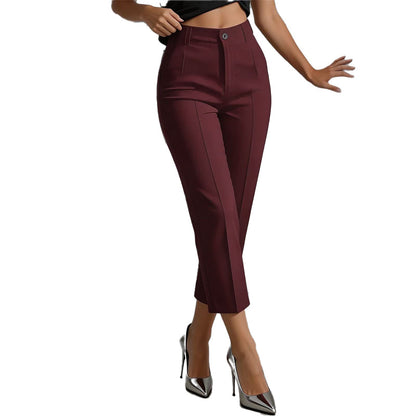High Waisted Cropped Suit Pants