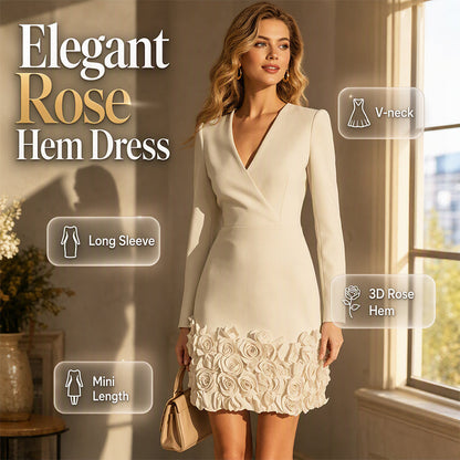 Elegant V-Neck Long Sleeve Dress
