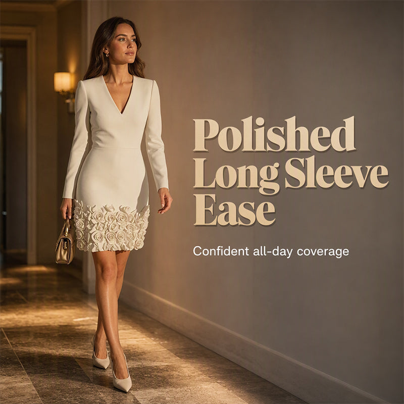 Elegant V-Neck Long Sleeve Dress