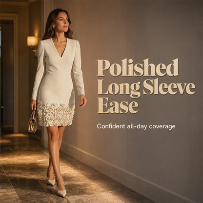 Elegant V-Neck Long Sleeve Dress