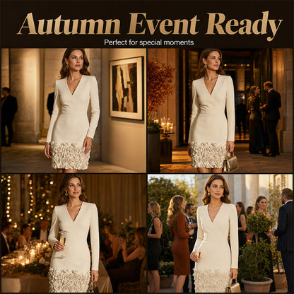 Elegant V-Neck Long Sleeve Dress