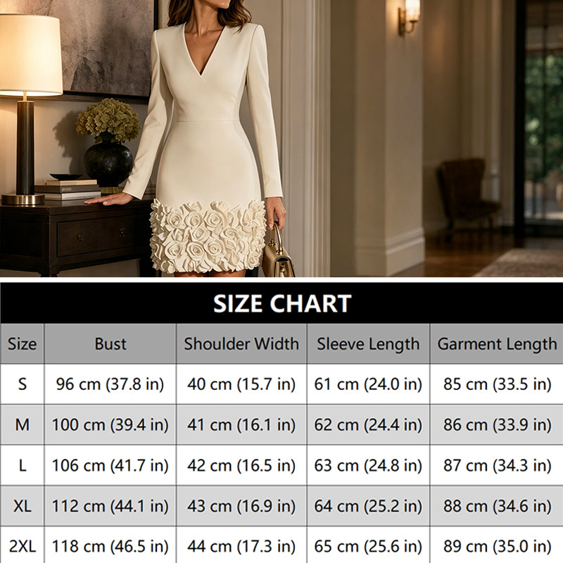 Elegant V-Neck Long Sleeve Dress