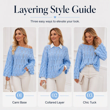 Hollow Out Slouchy Knit Sweater
