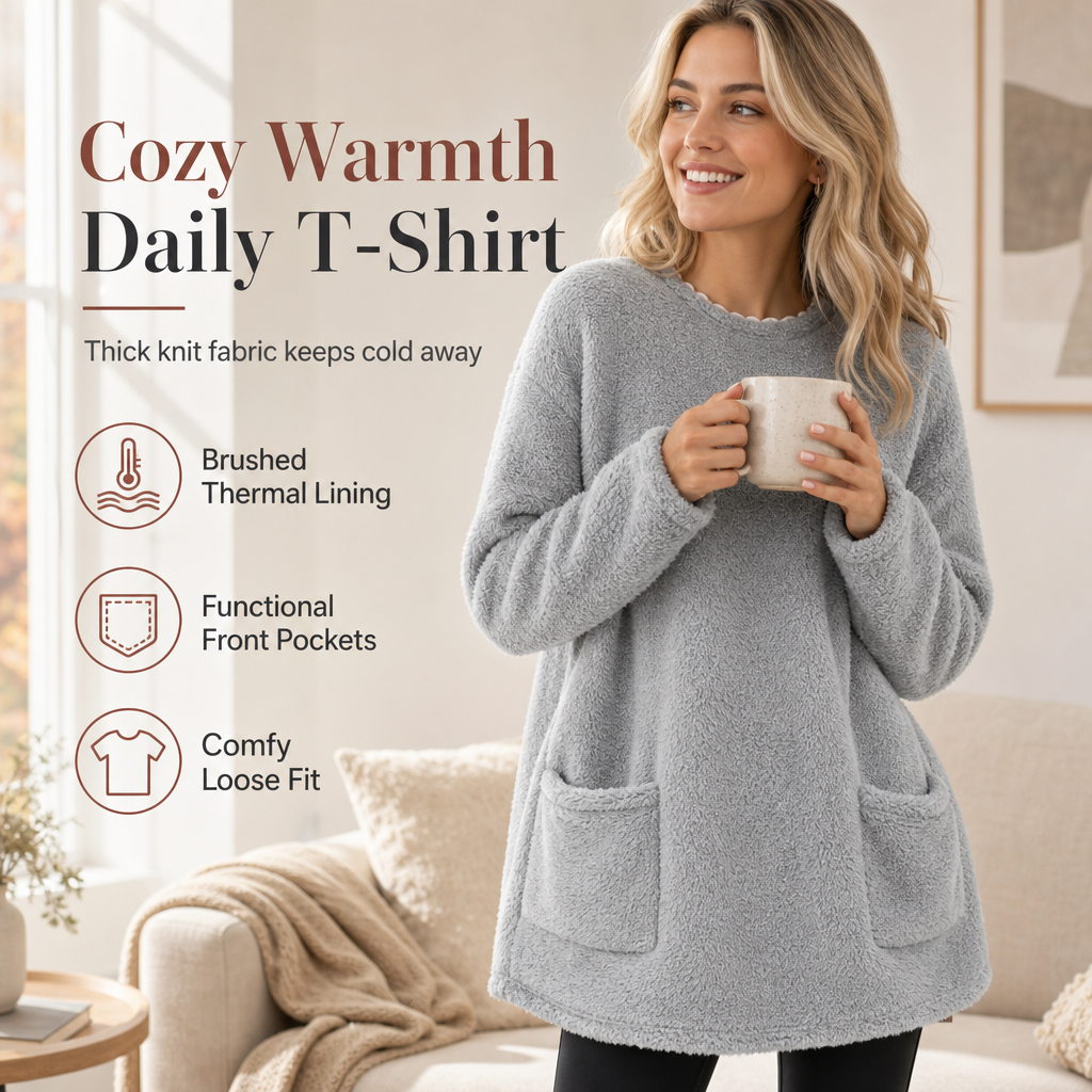 Warm Crew Neck Long Sleeve Top