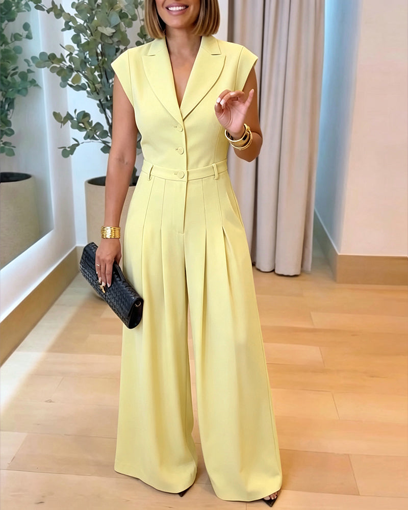 Cordelia Wide-Leg Suit Jumpsuit